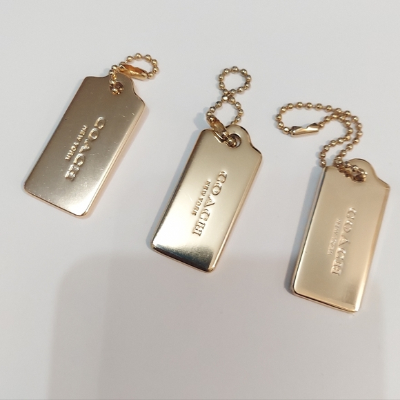 Coach Gold Metal Hangtag Lot Of 3 Each Measure 2" X 1" Each (Aprox.) - Picture 1 of 1
